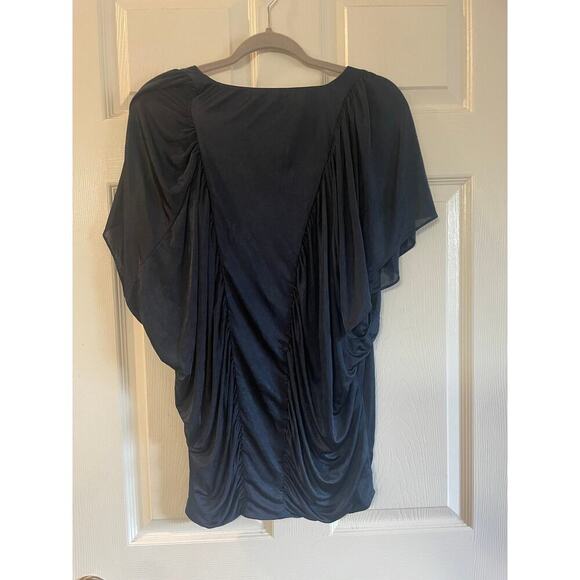 BCBG MAXAZRIA  Ink Navy Blouse Top V-Neck Slouchy Lined Boho Sz XS - Picture 6 of 11